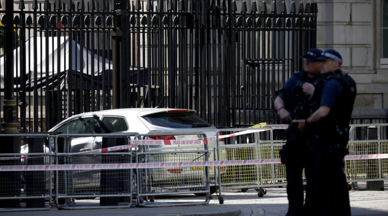 Car Crashes Into Downing Street Gates in London