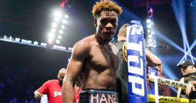 Devin Haney walks off the ring after defeating Vasiliy Lomachenko in an undisputed lightweight championship boxing match Saturday, May 20, 2023, in Las Vegas. Haney won by unanimous decision. (AP Photo/John Locher)