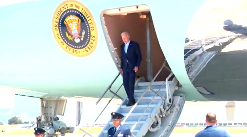 What Is Wrong With Joe? Unsteady Biden Again Uses Short Staircase to Walk Off Air Force One in California | The Gateway Pundit | by Kristinn Taylor | 30