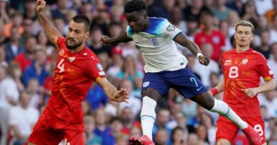 England's Bukayo Saka shoots at goal during the UEFA Euro 2024 Qualifying Group C match at Old Trafford, Manchester. Picture date: Monday June 19, 2023.