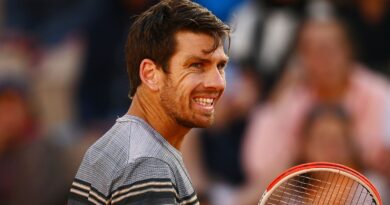 Cameron Norrie of Great Britain reacts against Lorenzo Musetti of Italy during the Men's Singles Third Round match on Day Six of the 2023 French Open at Roland Garros on June 02, 2023 in Paris, France. (Photo by Clive Mason/Getty Images)