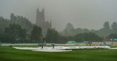 A thunderstorm stops play during the Charlotte Edwards Cup final