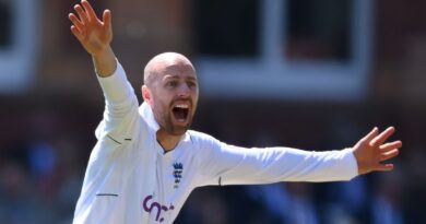 Jack Leach appeals to the umpire as he claims a wicket on day one of England's Test against Ireland at Lord's