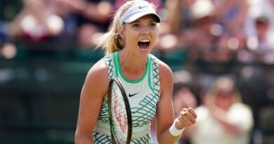 Katie Boulter reacts during her Round of 16 match against Daria Snigur (not pictured) on day four of the Rothesay Open 2023 at the Nottingham Tennis Centre. Picture date: Thursday June 15, 2023.