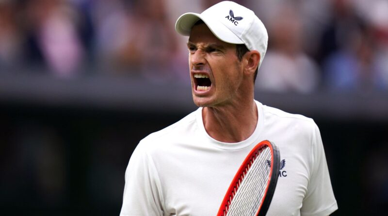 Andy Murray reacts during his match against Ryan Peniston (not pictured) on day two of the 2023 Wimbledon Championships at the All England Lawn Tennis and Croquet Club in Wimbledon. Picture date: Tuesday July 4, 2023.