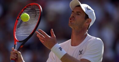 Andy Murray reacts during his match against Stefanos Tsitsipas (not pictured) on day five of the 2023 Wimbledon Championships at the All England Lawn Tennis and Croquet Club in Wimbledon. Picture date: Friday July 7, 2023.