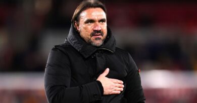 Daniel Farke celebrates at the final whistle