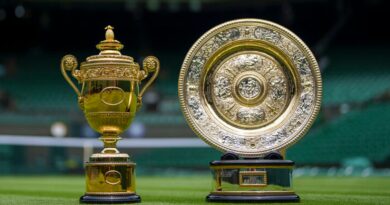 The Venus Rosewater Dish - the Ladies' Singles Trophy, and the Gentlemen's Singles Trophy, during the presentation to the media ahead of The Championships 2021. Held at The All England Lawn Tennis Club, Wimbledon. Day -2 Saturday 26/06/2021. Credit: AELTC/Thomas Lovelock.